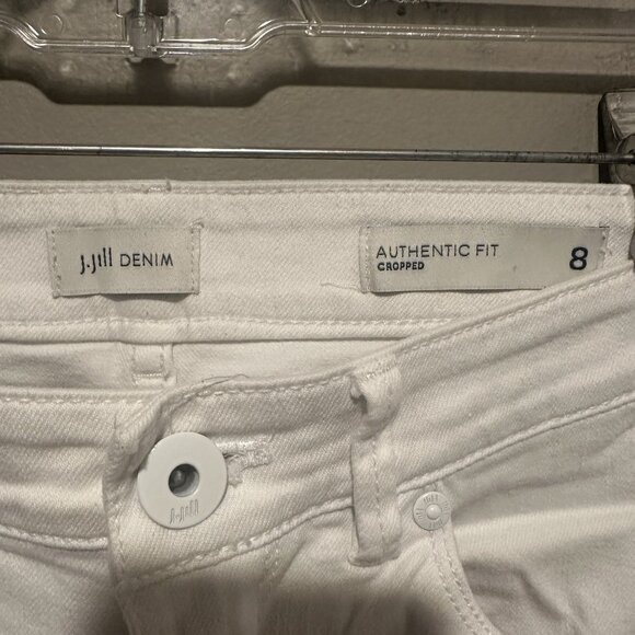 J Jill Denim Authentic Fit Cropped Jeans Womens Size 8 Large Cuff White - Picture 5 of 10